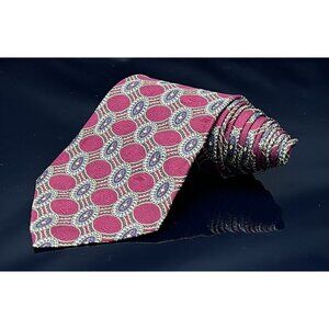 Vintage Spencer Lowe Mens Designer Tie 100% Silk Print Red Blue Necktie USA